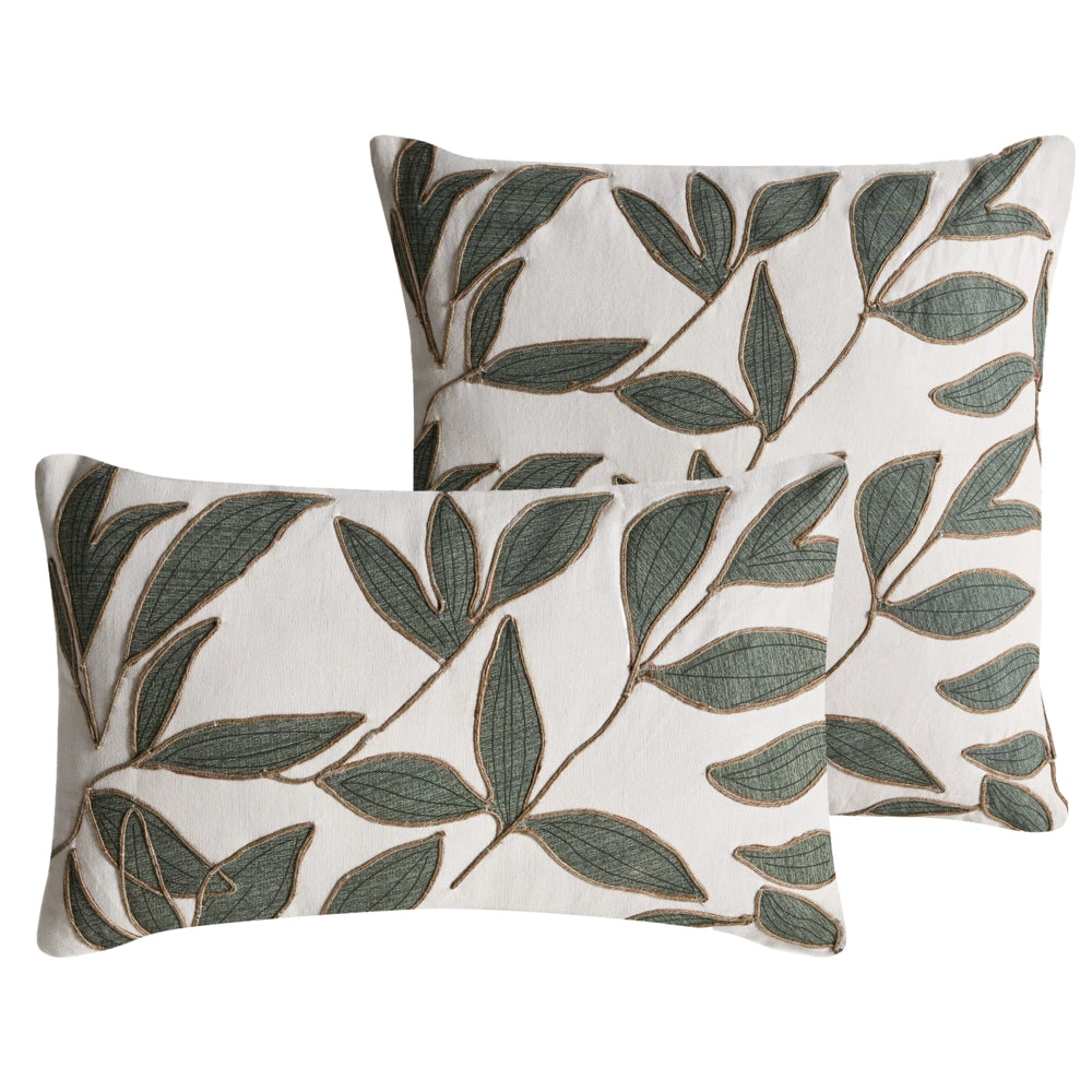 Set di 2 cuscini decorativi in tessuto di cotone bianco e verde 45/30 x 45/50 cm Cuscino decorativo