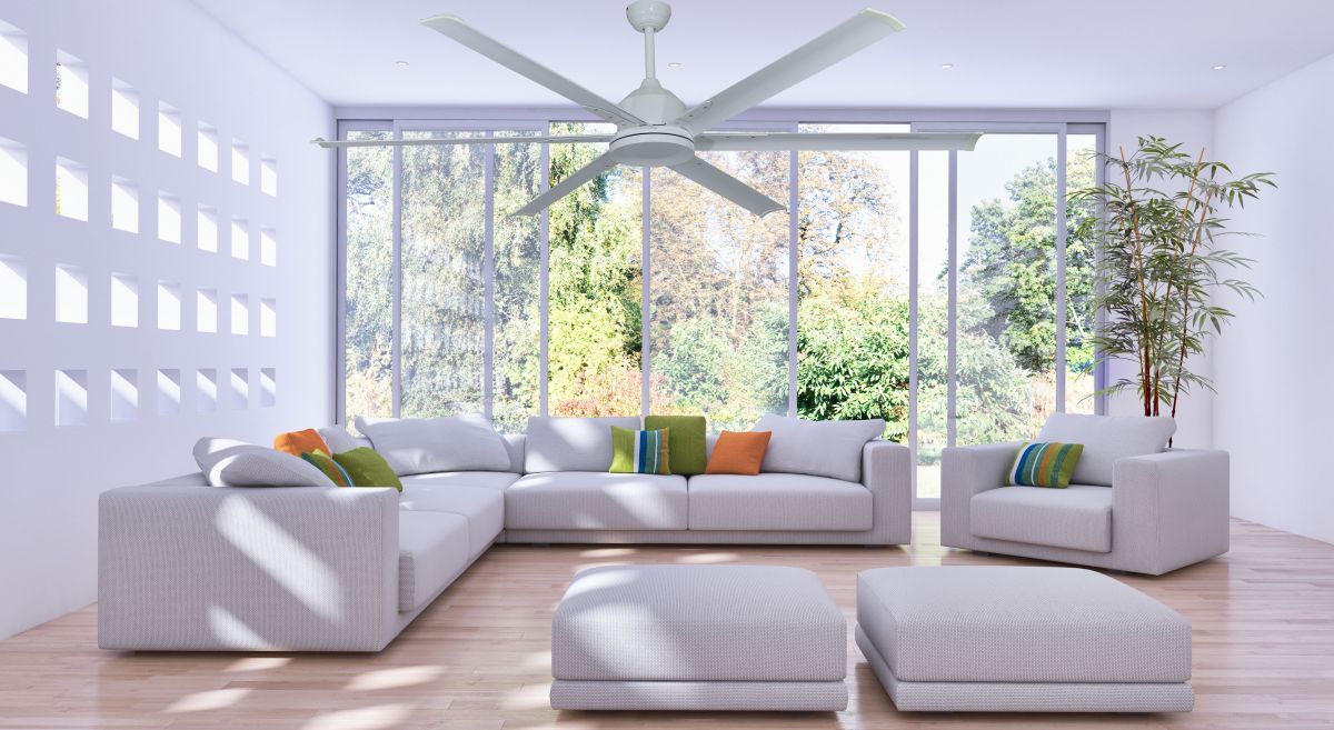 Ventilatore da soffitto a risparmio energetico BIG bianco 210 cm con 6 pale in alluminio con telecomando 6 velocitÃ
