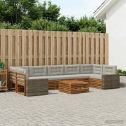 Set di divani da esterno 8 pz Naturale e Grigio Chiaro 3383159