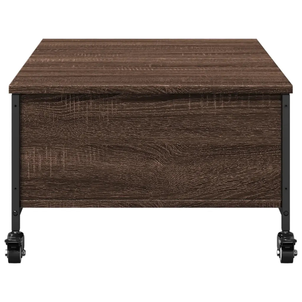 Tavolino con Ruote Rovere Marrone 91x55x34 cm Legno Multistrato 842300