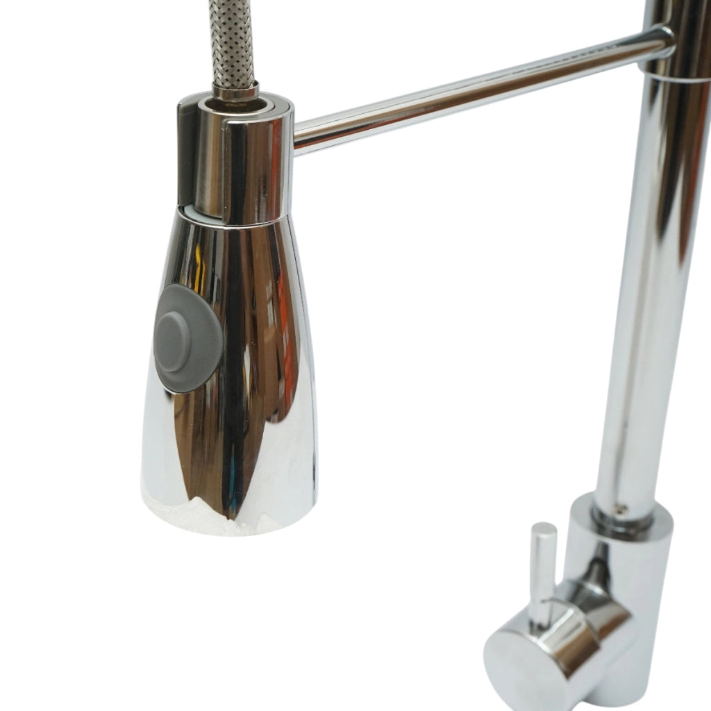 Miscelatore lavello cucina con doccetta estraibile, flessibile 2 funzioni, cromato lucido