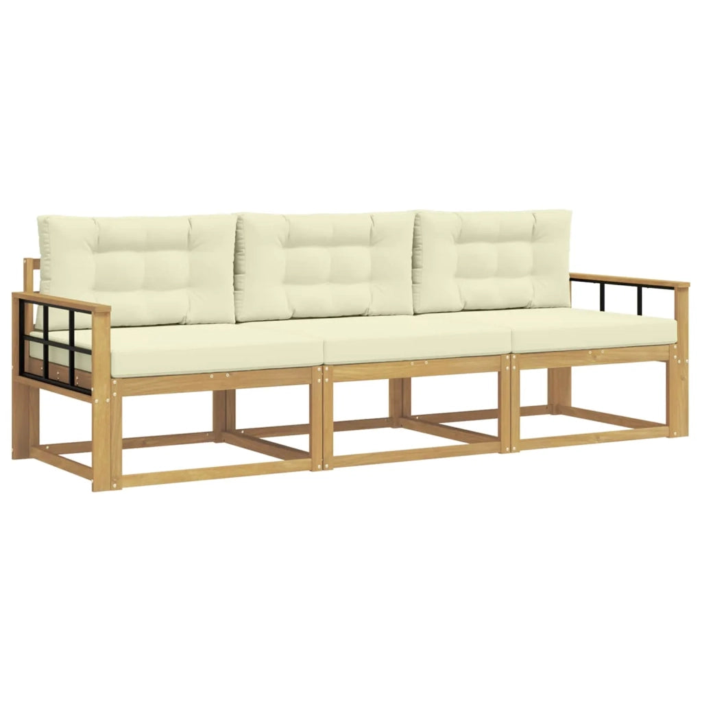 Set di divani da esterno 3 pz Bianco e Crema Poliestere 3385999