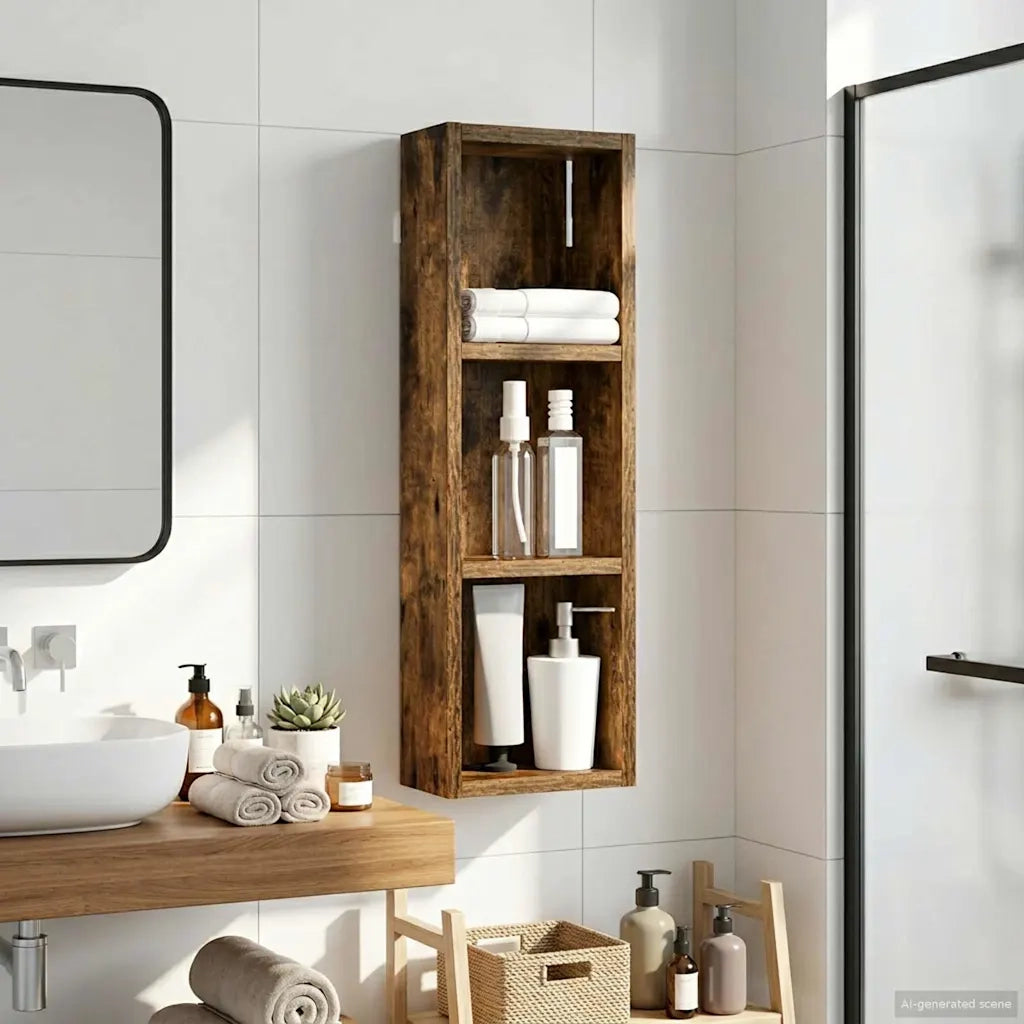 Armadio da bagno a muro Quercia Affumicata 20 x 10 x 60,5 cm