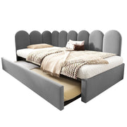 Divano letto 90x200 cm con letto estraibile e griglia; velluto grigio (Senza materasso)