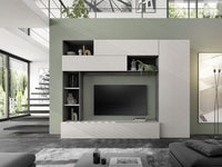 Parete Attrezzata Design Contemporaneo 277x40x210 cm Pratiko Ghisa e Pietra