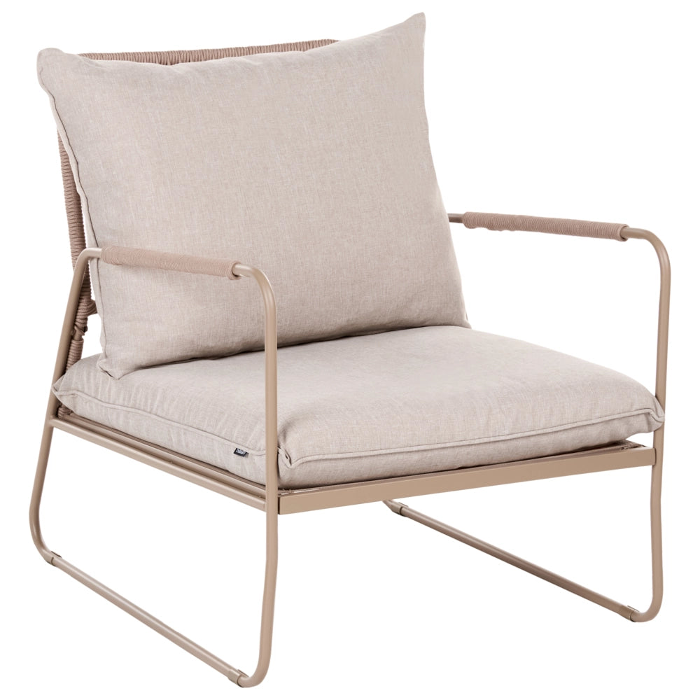 Set da Giardino Lounge Beige 4 Posti con Divano Poltrone e Tavolino con Struttura in Metallo