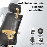 Sedia da ufficio ergonomica con regolazione in altezza e profondità, poggiatesta e braccioli regolabili, con supporto lombare, max 150 kg