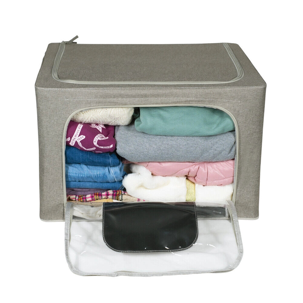 Scatole per Armadio 2pz 50x40x22cm Storage Box Struttura Metallo Pieghevole 2col