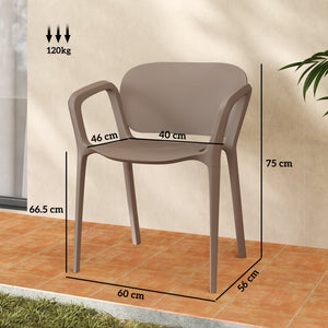 Set 4 Sedie da Giardino 60x56x75 cm Impilabili in Polipropilene Grigio