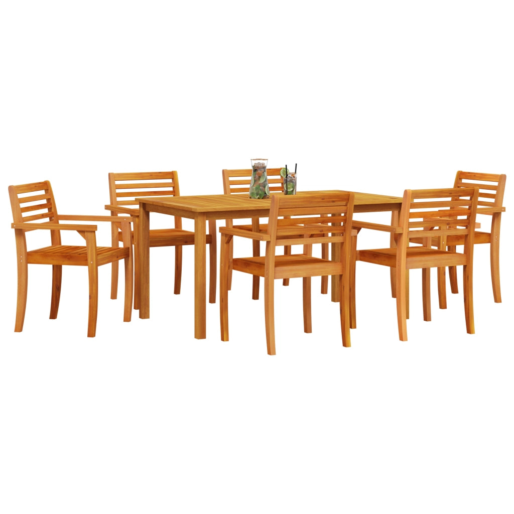 Set da pranzo in legno massello di acacia per il giardino, 7 pezzi