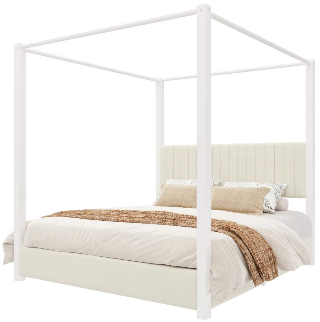 Letto matrimoniale a baldacchino 180x200 cm in velluto