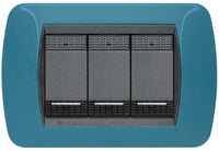 PLACCA 3 POSTI COLORE BLU METRO SERIE LIVINGINTERNATIONAL - BTICINO L4803BU