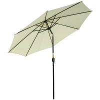 Ombrellone da Giardino Inclinabile a 8 Stecche con Manovella, in Metallo e Poliestere, Ø295x250 cm, Beige