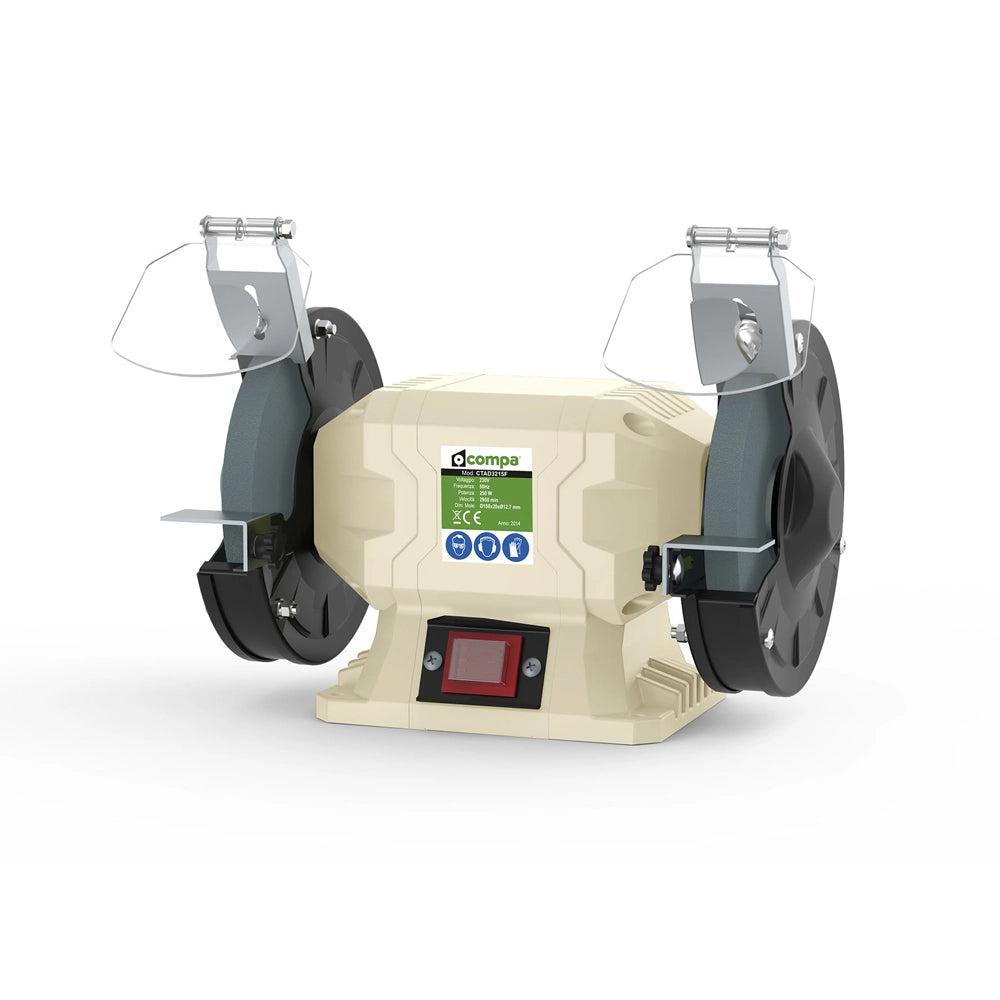 SMERIGLIATRICE DOPPIA MOLA DA BANCO LEVIGATRICE 250W 2 DISCHI Ø150mm COMPA CTAD3215F