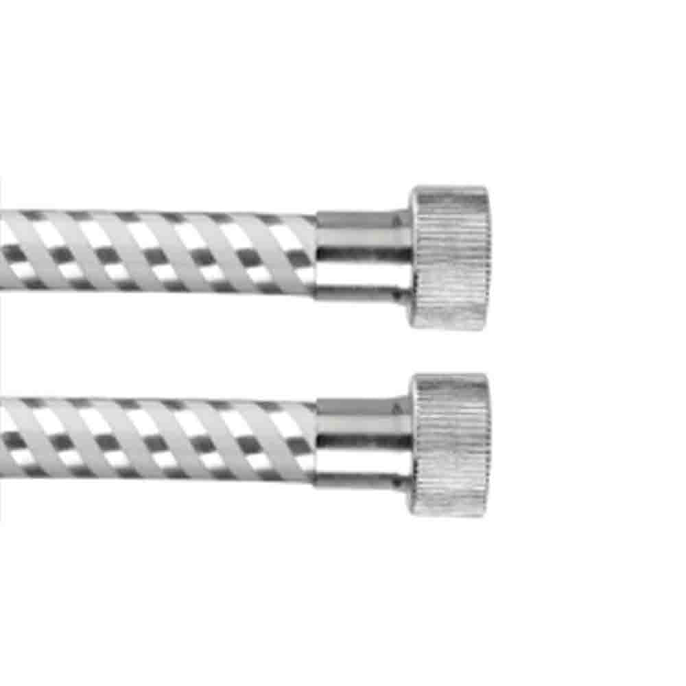Flessibile ''biflex'' per doccia in pvc doppia ghiera cromo-bianco 200 cm