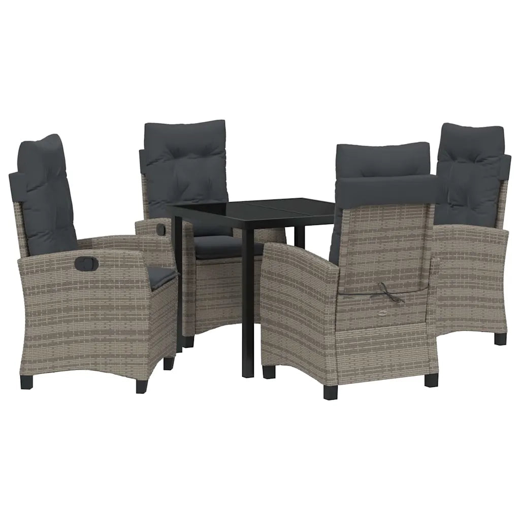 Set da Pranzo per Giardino con cuscino 5 pcs Grigio polyrattan 3380387