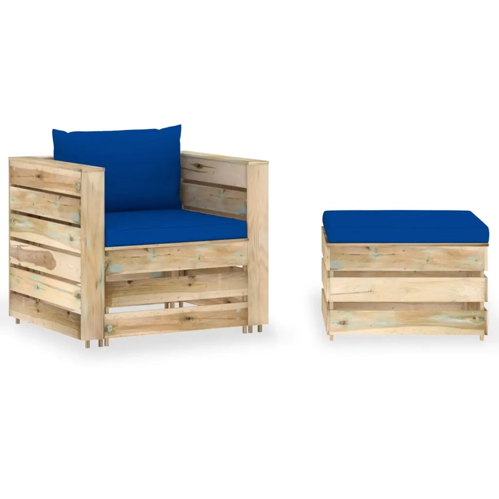 Set Divani da Giardino con Cuscini 2 pz Legno Impregnato Verde cod mxl 42767