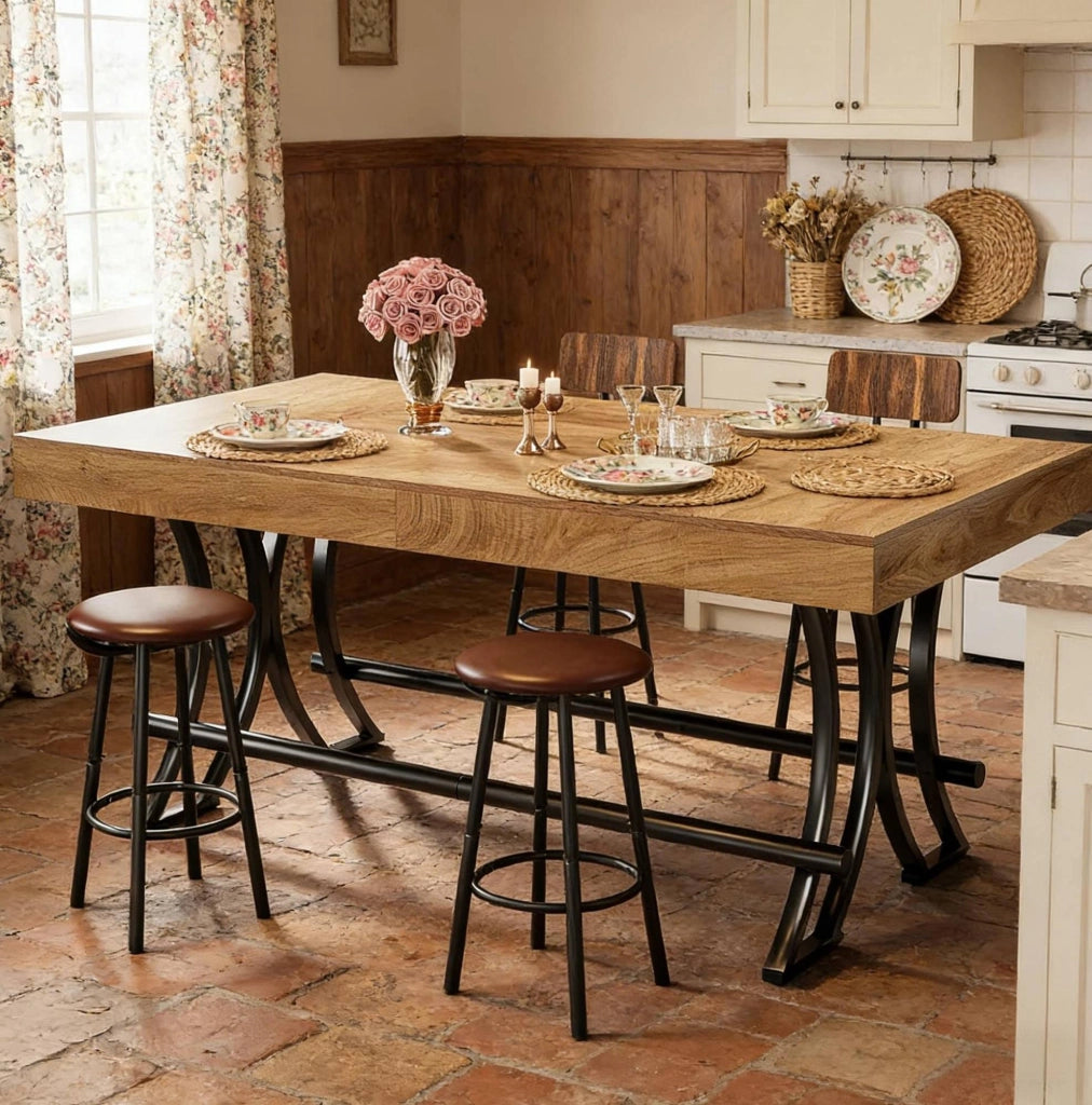Tavolo bar 160 cm in MDF e metallo nero/marrone