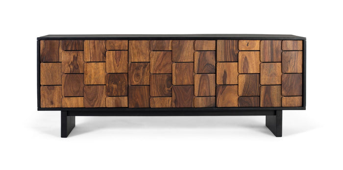 Mobile TV a 3 ante in legno di mango.