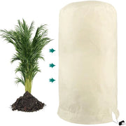 Copertura invernale per piante 60x80cm Copertura invernale per piante da vaso Protezione dal gelo, respirante Copertura per piante riutilizzabile con cavo per trainare per piante da balcone - Beige, 1 pezzo