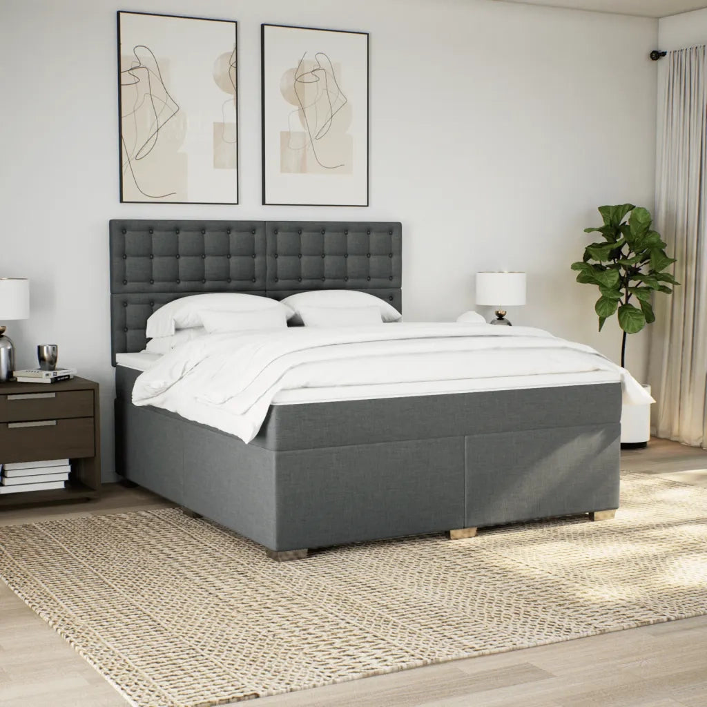 Giroletto a Molle con Materasso Grigio Scuro 180x200 cm Tessuto 3292882