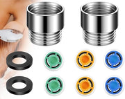 Set di 8 regolatori di flusso d'acqua per doccia con contenitore e pezzi di ricambio - Set di risparmio acqua per la doccia con regolatore di flusso.