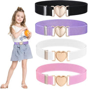 Cinturini per bambine 4 pezzi - Cinturino elastico - Borchie in forma di cuore - Per bambine - Comfortevole - Leggero - Cinturino per bambini