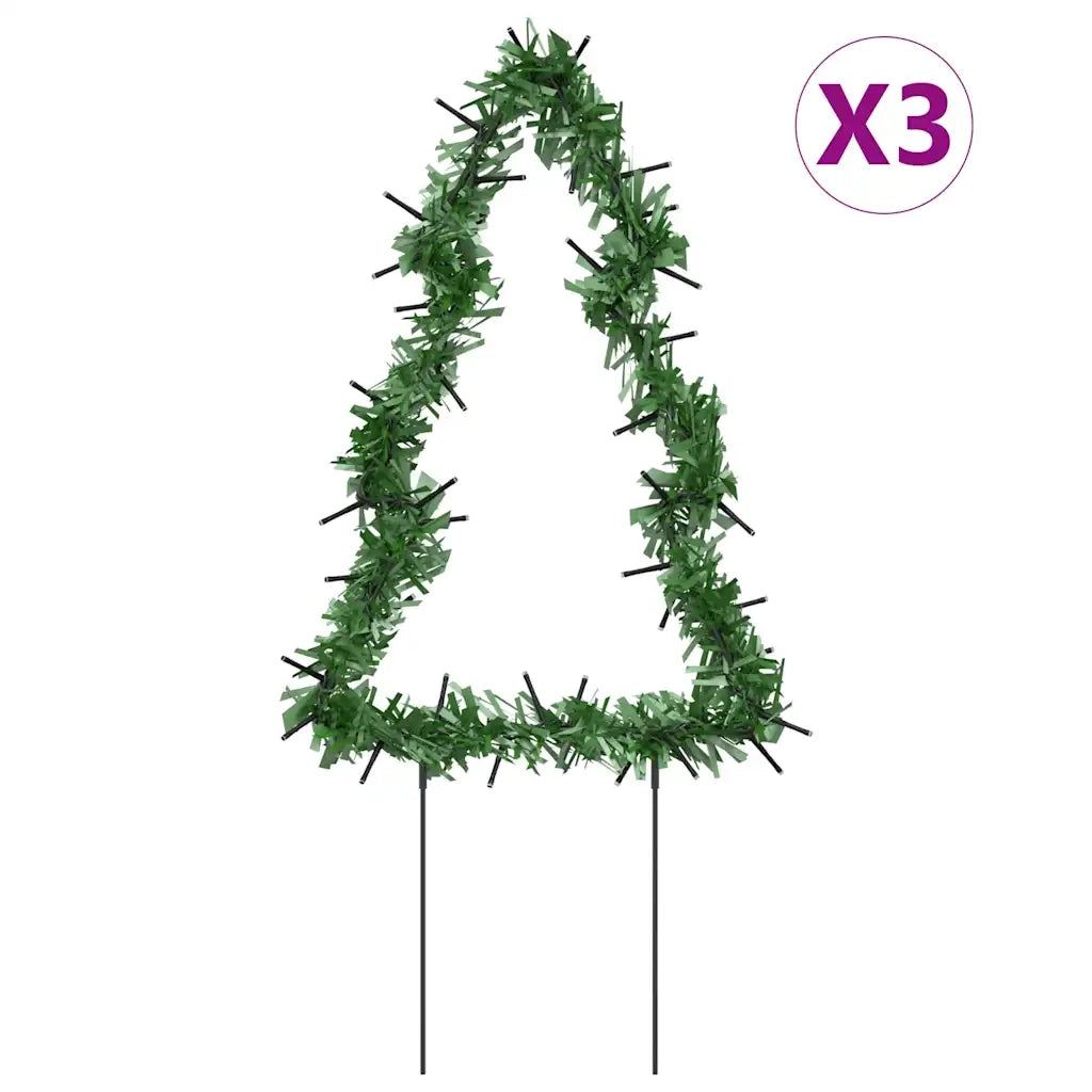 Decorazioni Luminose Natalizie Picchetti 3pz Albero 50LED 30cm 357729