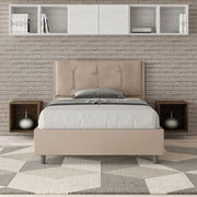 Letto imbottito Piazza e mezzo 120x210 cm Large - Similpelle,Tortora,Con rete