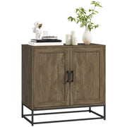 Credenza Mobile Basso Multiuso 80x40x78 cm in Legno e Acciaio Marrone e Nero