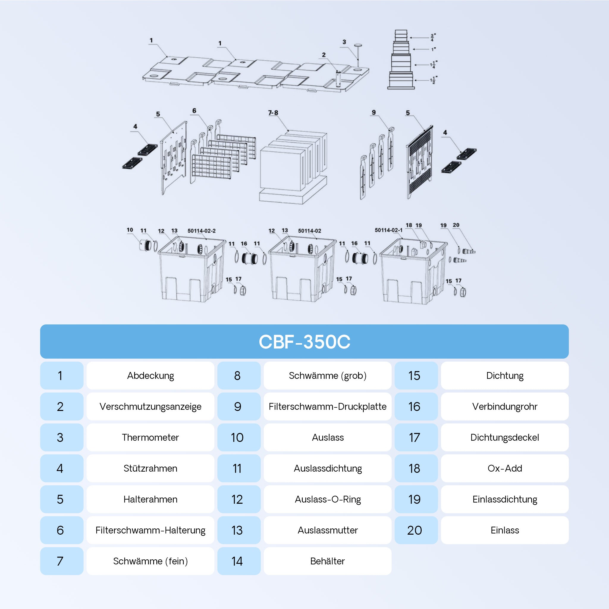 Filtro a camera per laghetto CBF-350C per filtrazione di max 90.000 l
