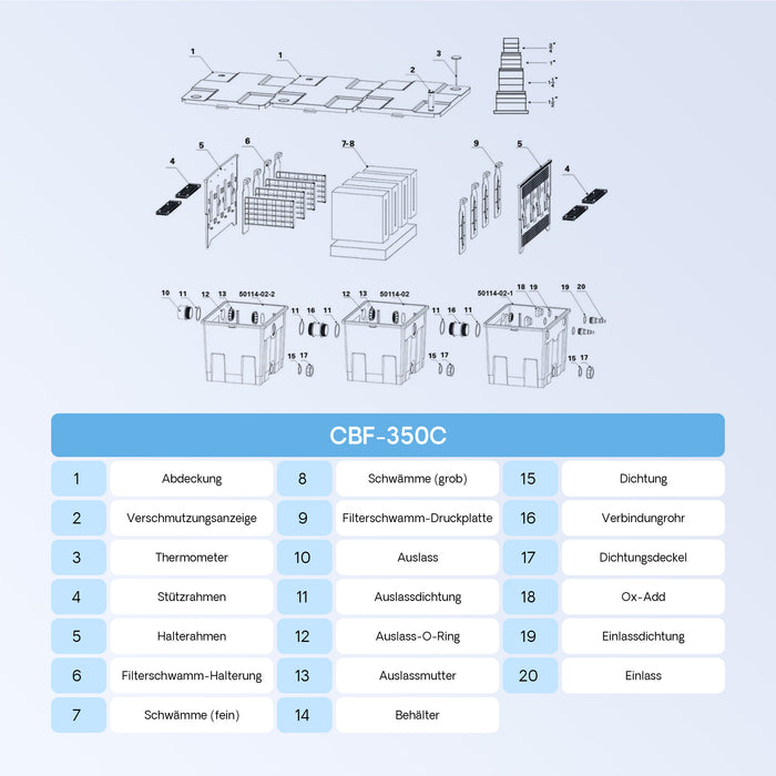 Filtro a camera per laghetto CBF-350C per filtrazione di max 90.000 l