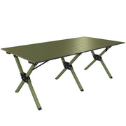 Tavolo da Campeggio Pieghevole 116 cm, Tavolo da Picnic Impermeabile con Piano Arrotolabile e Struttura in Metallo,