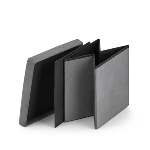 Pouf pieghevole VALORA L - Seduta contenitore in velluto grigio x8