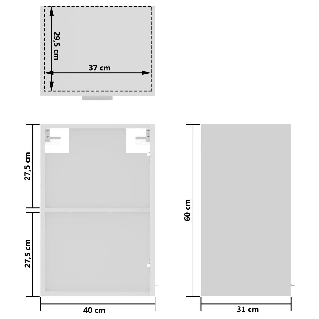 Armadio Sospeso con Vetro “Lyon” Bianco 40x31x60 cm 802505