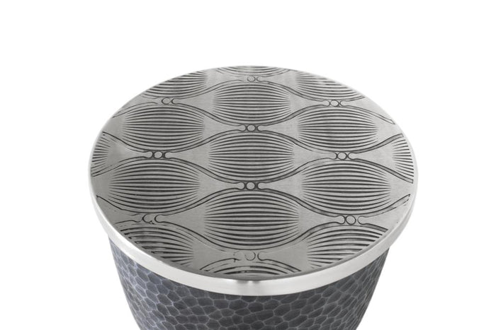 Tavolino rotondo con piano in alluminio