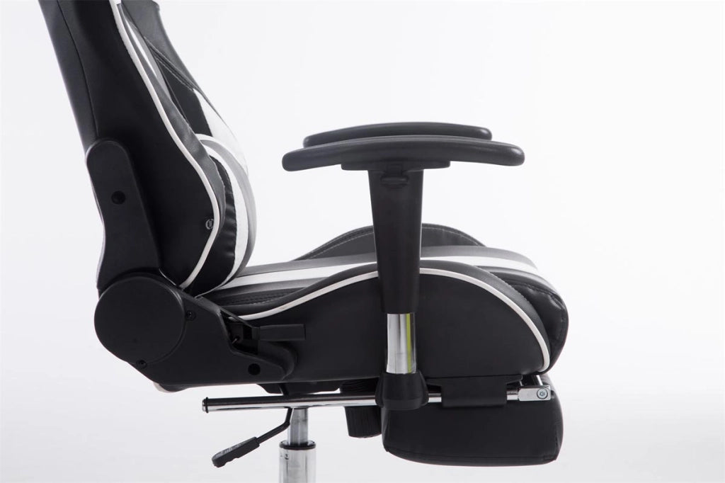 Sedia ufficio Racing Limit in similpelle bianco/nero,Con poggiapiedi