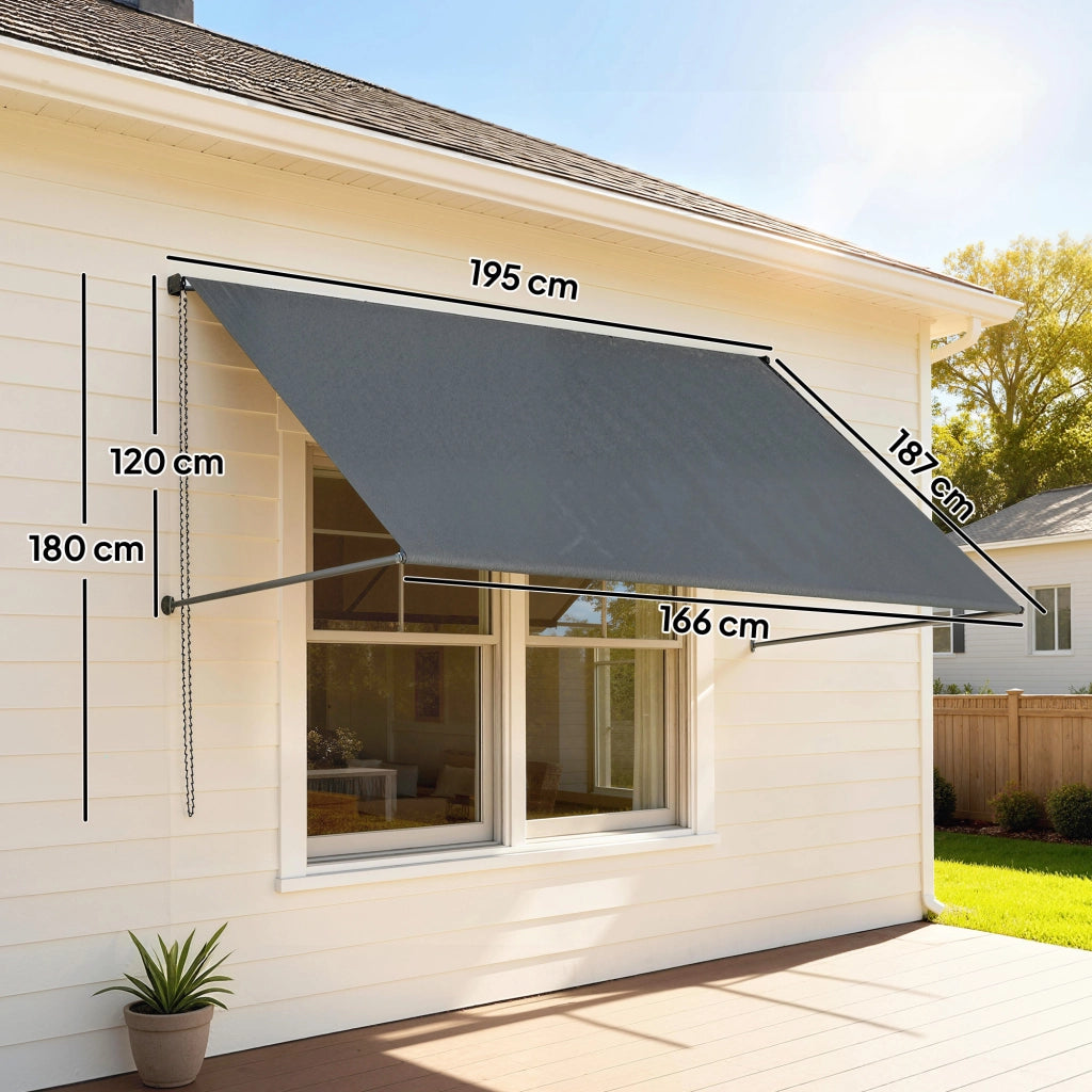 Tenda da sole retrattile manuale ¨C Xylo ¨C Alluminio e poliestere grigio scuro 195x120 cm