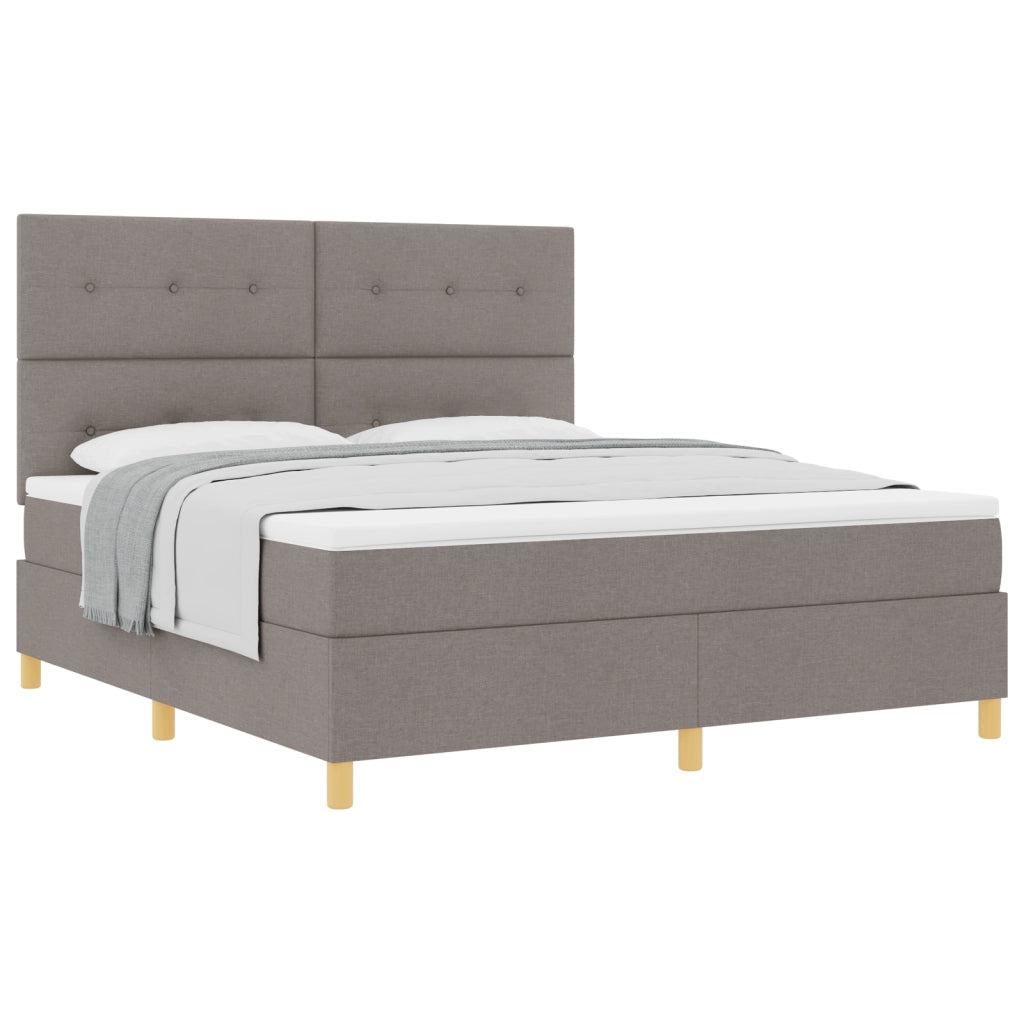 Letto con Box Spring e Materasso Tortora Super King Tessuto