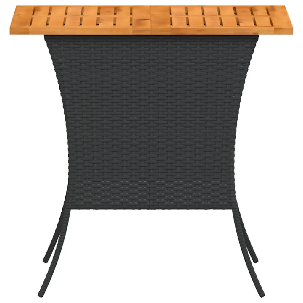 Tavolo Giardino | Tavolino da esterno Piano Legno Acacia Nero 105x75x72 cm Polyrattan