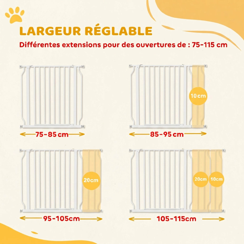 Barriera per Animali Domestici Regolabile ¨C Zephmum ¨C 75-115x76 cm Bianco