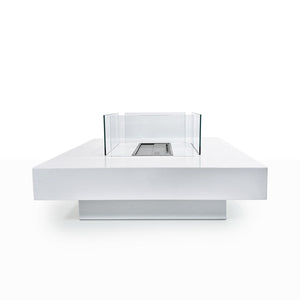 Camino a Bioetanolo da Pavimento 70x70x35 cm Panarea Bianco