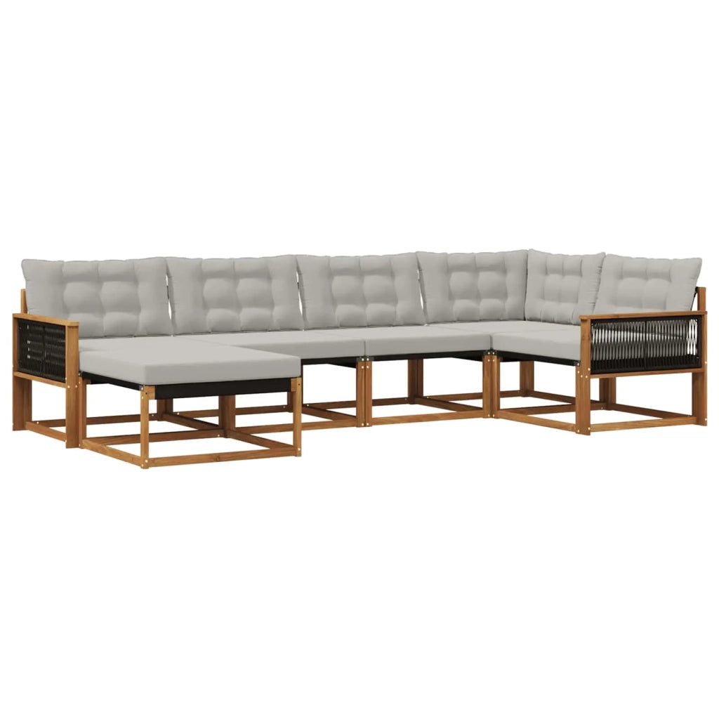 Set di divani da esterno 6 pz Naturale e Grigio Chiaro 3381535