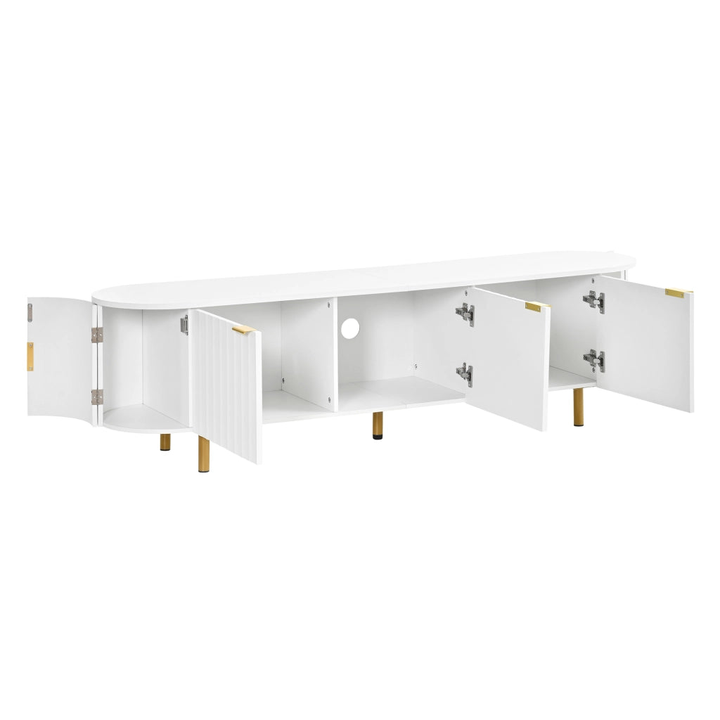 Mobile Porta TV Bianco 170 cm in MDF con 5 Ante e Frontale Scanalato