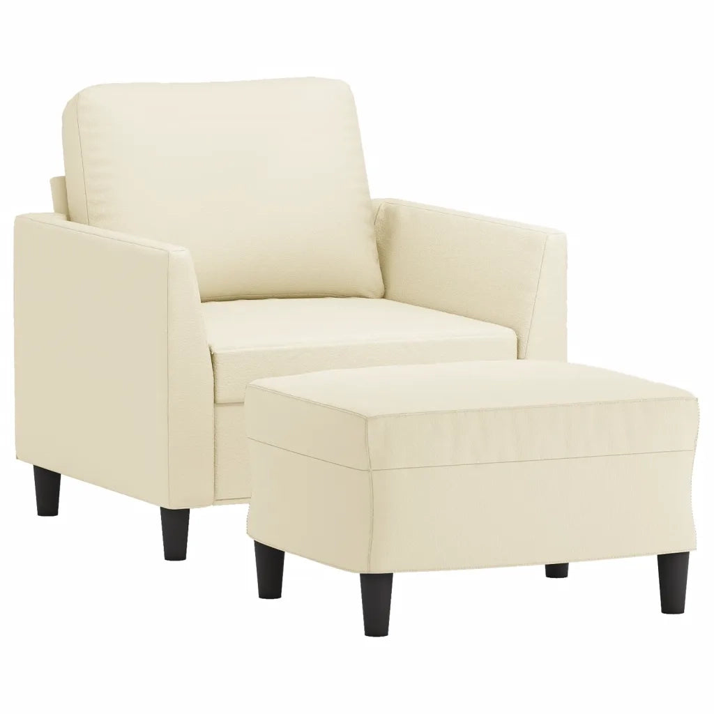 Poltrona | Sedia Relax con Poggiapiedi Crema 60 cm in Similpelle