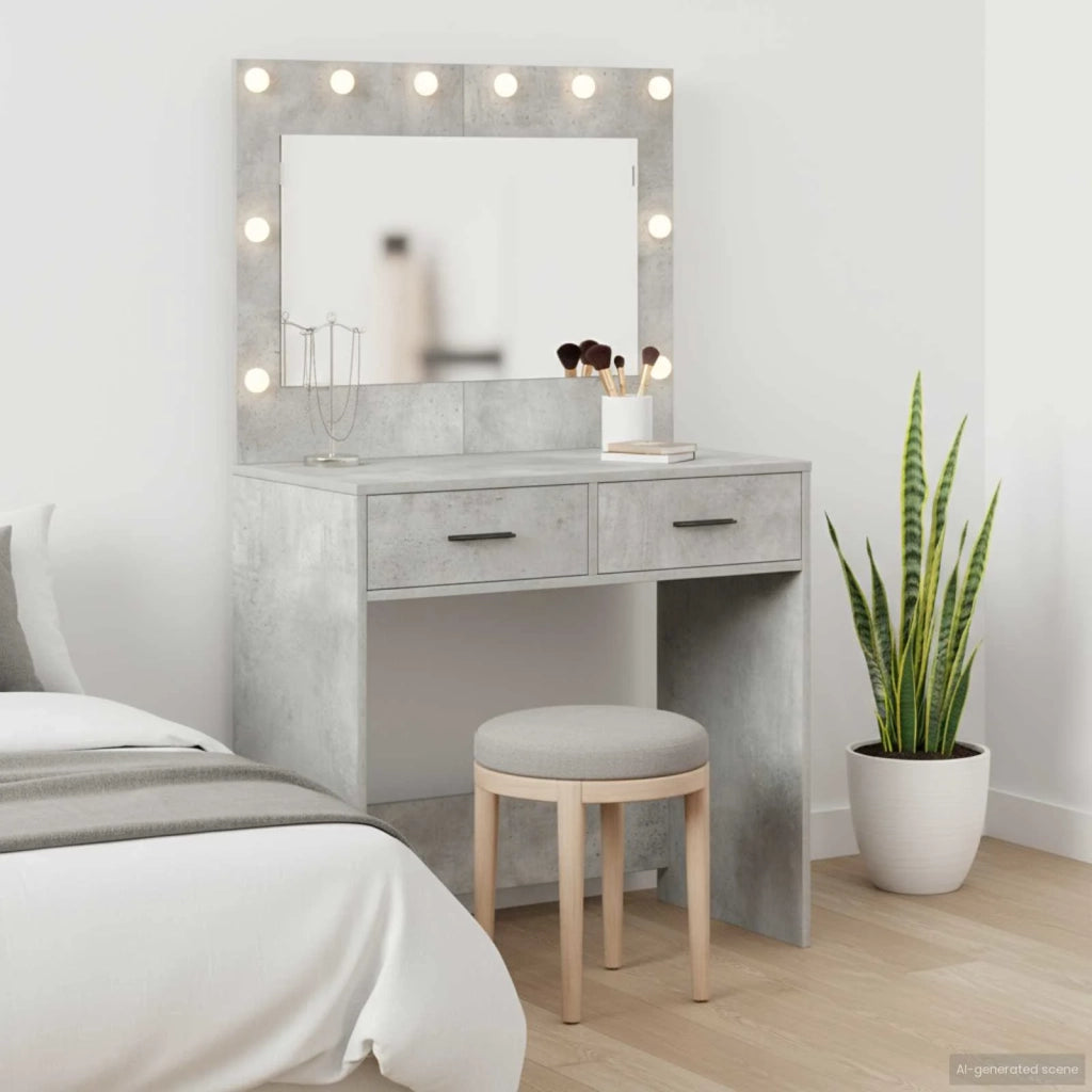 Tavolo da Trucco con cassetto Grigio cemento 78,5 x 41 x 135 cm 865031