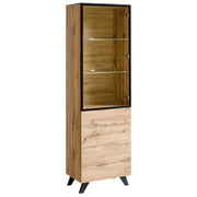 Vetrina TINO + LED, design scandinavo, mobile decorativo per soggiorno, modello piccolo