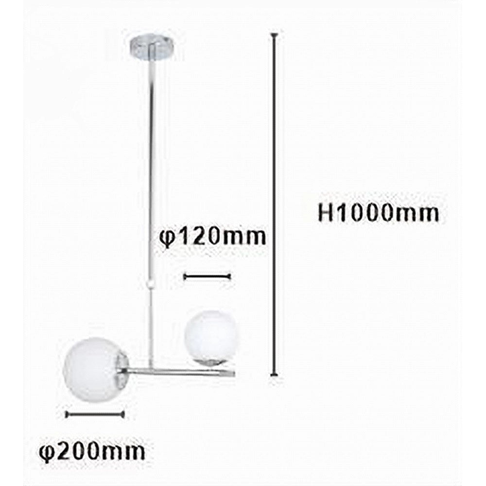 Trade Shop - Lampadario A Sospensione Argento Con 2 Sfere In Vetro Bianco Attacco G9 E27 33498 -