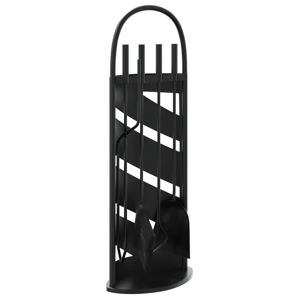 Set Attrezzi per Caminetto 5 pz 23x15x66 cm in Acciaio 156373