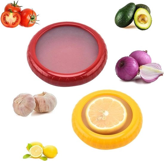 Contenitori di Stoccaggio Frutta Riciclabili - Biologici - Salvaguardia Alimenti - Custodia per Limoni - Crisper per Verdure - Conserva le Pomodore Fresche - 2 Pezzi